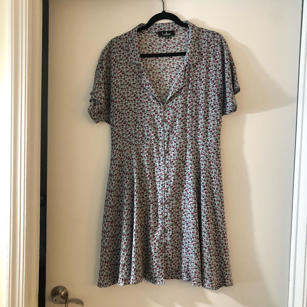 Lulus Button Front Floral Dress